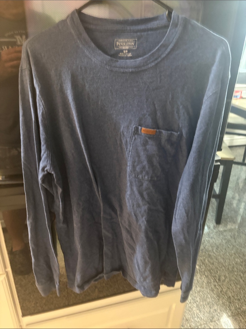 Pendleton Men's Long-Sleeve Pocket Tee in Navy Blue